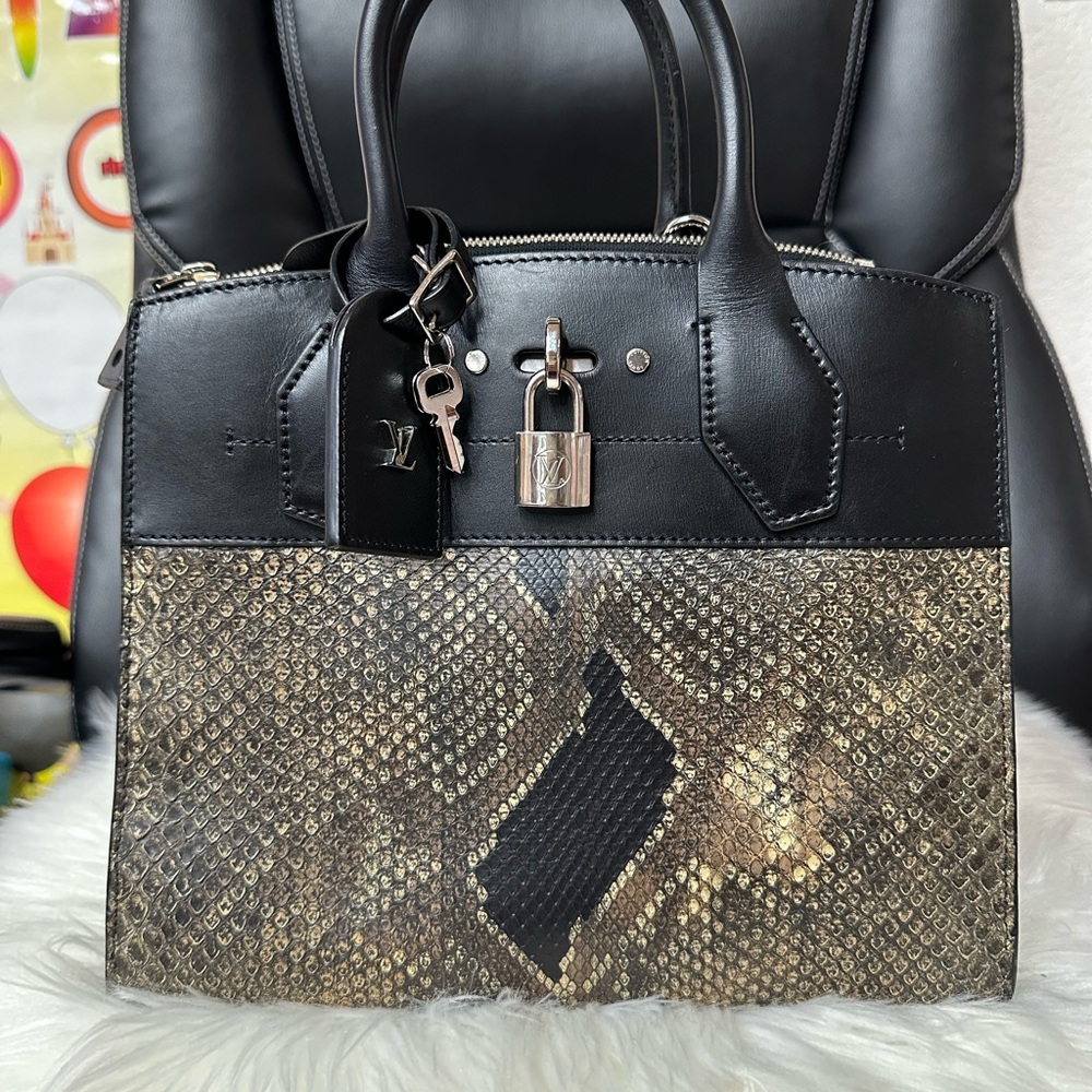 Louis Vuitton City Steamer Pm Black and Snake Print Women's Bag